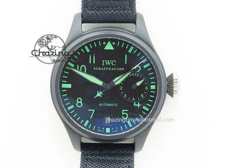 MIROTIME 0519 Classic PILOT IW389001 ZF 1:1 Best Edition Ceramic Case Green Dial on Green Nylon Strap A7750 (Function Same As Genuine) 7160